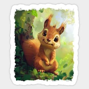 Charming Squirrel Illustration - Playful Nature Art Sticker